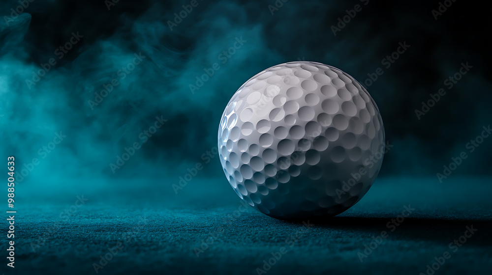 Golf ball illuminated in smoky teal ambiance