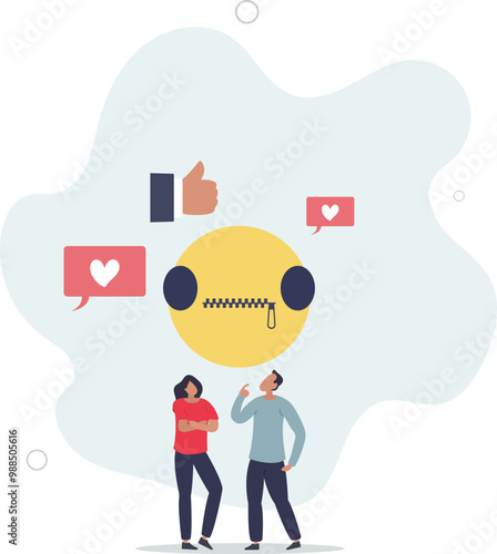 Social media censorship and free speech restriction .flat design with people.