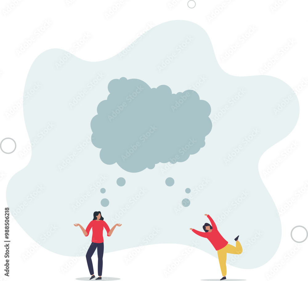 Thinking the same idea, colleagues brainstorming with identical thought,flat design with people. Thinking the same idea, colleagues brainstorming with identical thought,flat design with people.