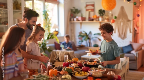 Family Gathering During Autumn Celebration