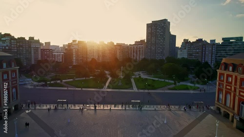 Aerial Scenic Panoramic of Casino And Hotel Provincial, Plaza Colón, Mar del Plata Waterfront photo