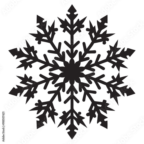 Isolated Snowflake silhouettes vector art illustration