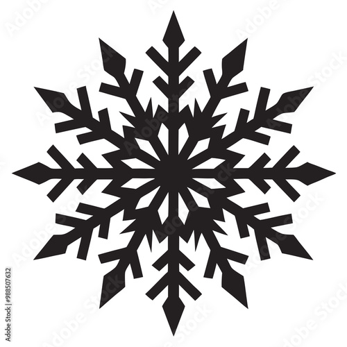 Isolated Snowflake silhouettes vector art illustration