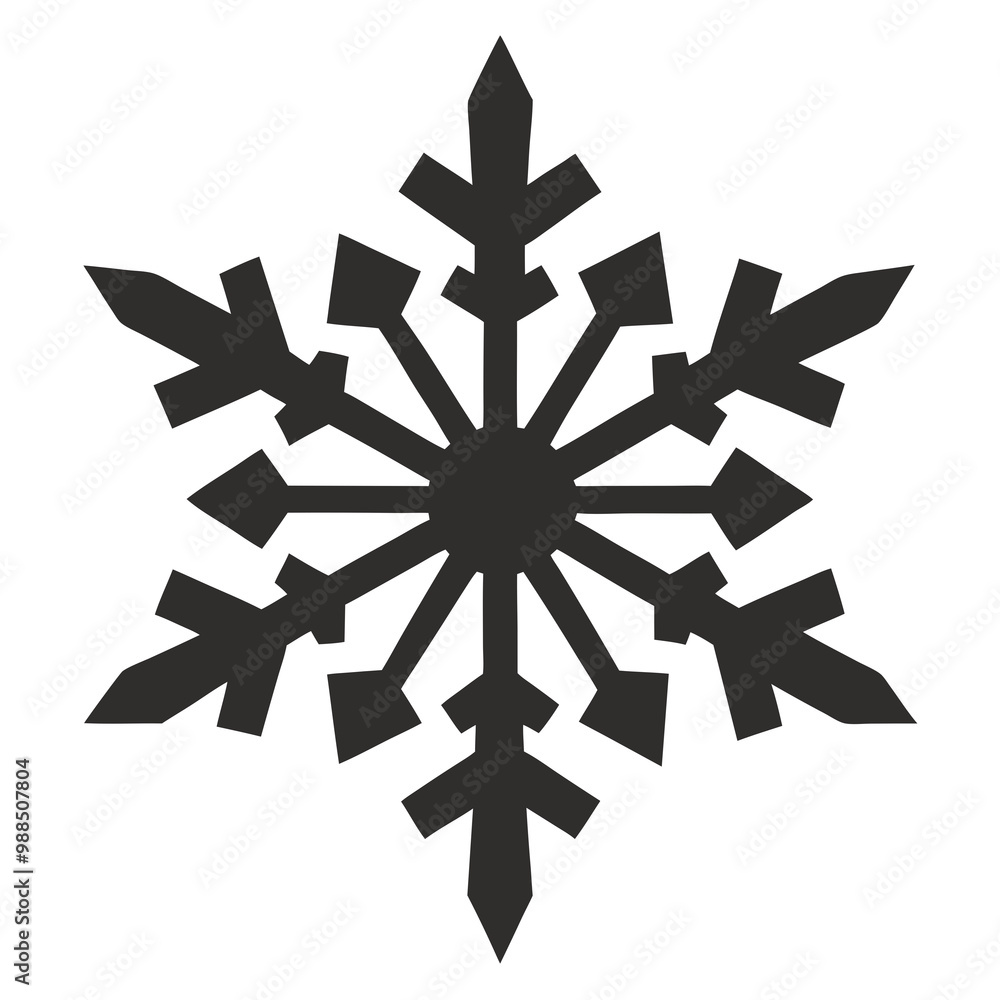 Isolated Snowflake silhouettes vector art illustration