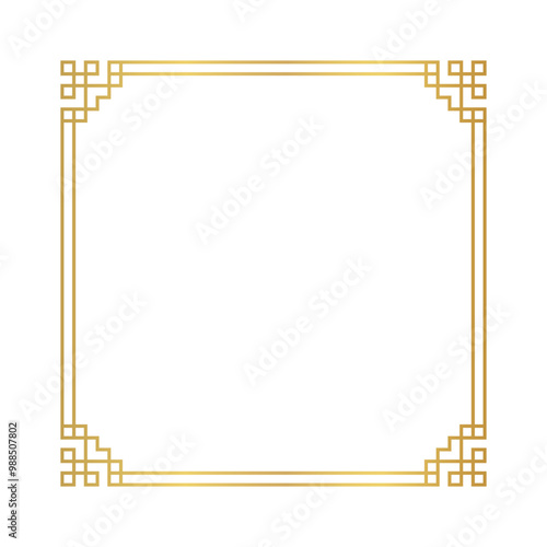 chinese frame square line, certificate frame, antique china border gold frame, chinese new year frame outline