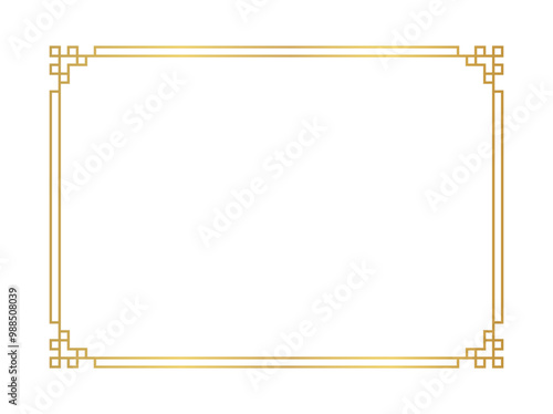 chinese frame rectangle line, certificate frame, antique china border gold frame, chinese new year frame outline