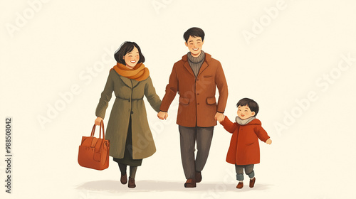 three people walking