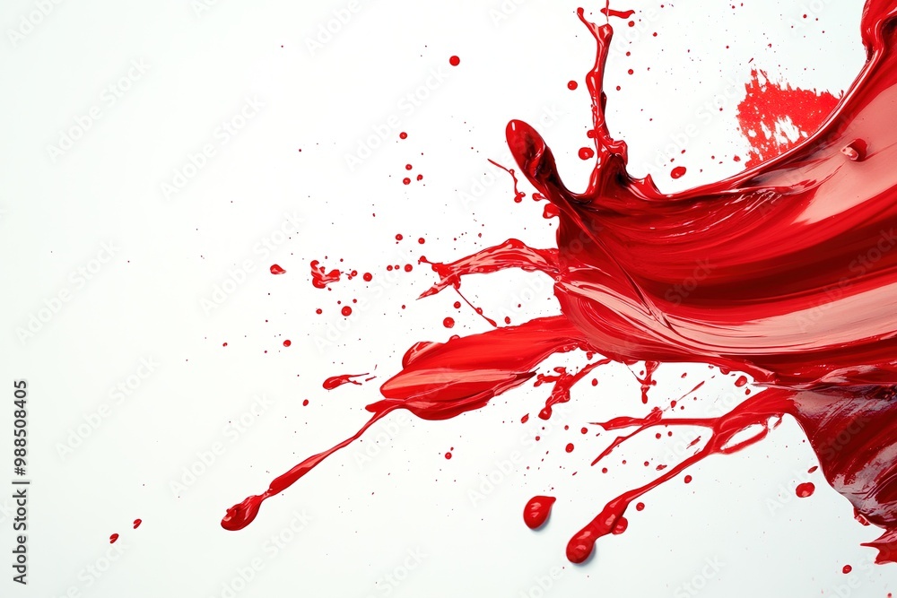 Dynamic red splash on white surface Dynamic red splash on white surface