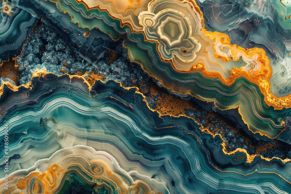Naklejka premium Winding, layered terrain with vibrant colors. Abstract representation of geological formations.