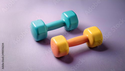 Dumbbells on a Pastel Lavender Background