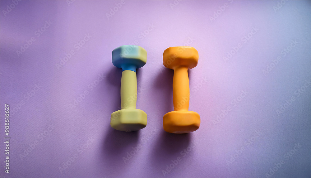 Dumbbells on a Pastel Lavender Background Dumbbells on a Pastel Lavender Background