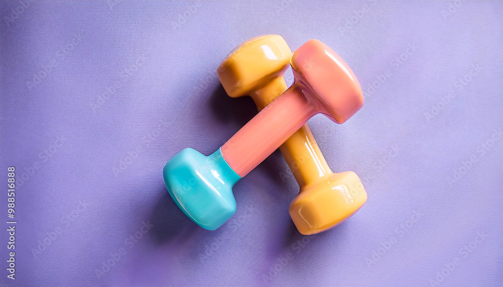 Dumbbells on a Pastel Lavender Background Dumbbells on a Pastel Lavender Background