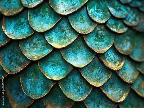 Wallpaper Mural Feathers of a bird showcasing the vibrant colors and intricate mosaic pattern. Torontodigital.ca