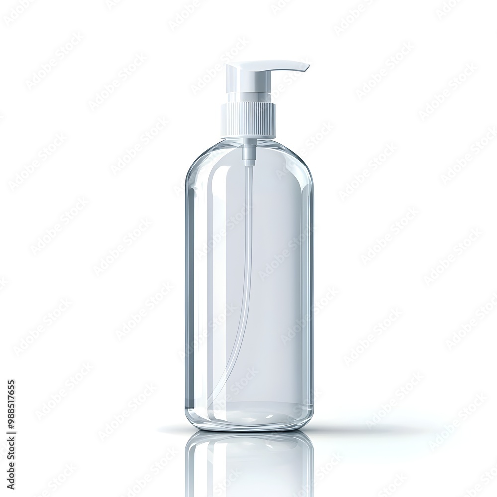 Clear Plastic Bottle With Soap Pump Dispenser on White Background Clear Plastic Bottle With Soap Pump Dispenser on White Background