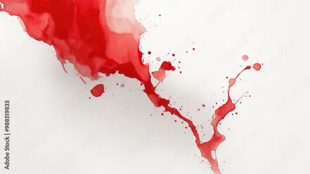 Vivid Red Watercolor on Crisp White Background Vivid Red Watercolor on Crisp White Background