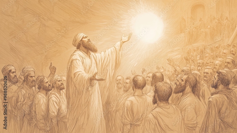 Prophet Message Glowing Vision: A Biblical Illustration of Zechariah Revealing ...