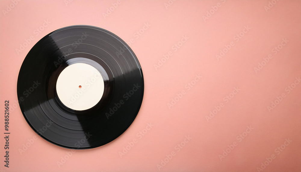 Obraz premium Gramophone Record on a Light Pastel Coral Background