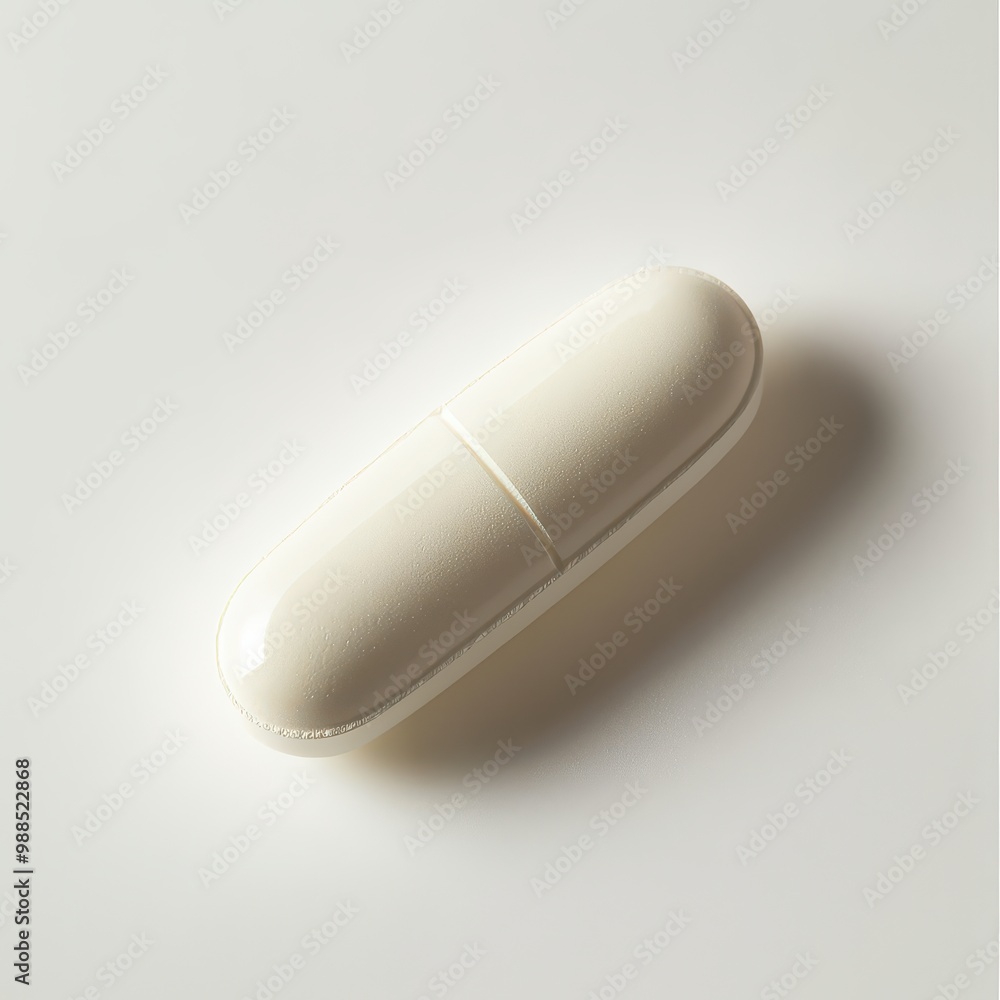 Close-up of a single capsule pill, isolated on a clean white background, symbolizing healthcare and medicine. Close-up of a single capsule pill, isolated on a clean white background, symbolizing healthcare and medicine.