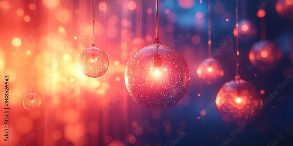Glowing glass orbs hanging in a dreamy atmosphere, evoking a festive, elegant ambiance perfect for holiday, celebration, or decor themes. Glowing glass orbs hanging in a dreamy atmosphere, evoking a festive, elegant ambiance perfect for holiday, celebration, or decor themes.