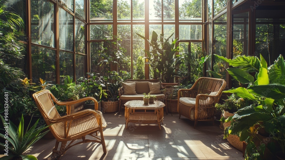 Sunroom Oasis: Tropical Plants and Wicker Furniture Sunroom Oasis: Tropical Plants and Wicker Furniture
