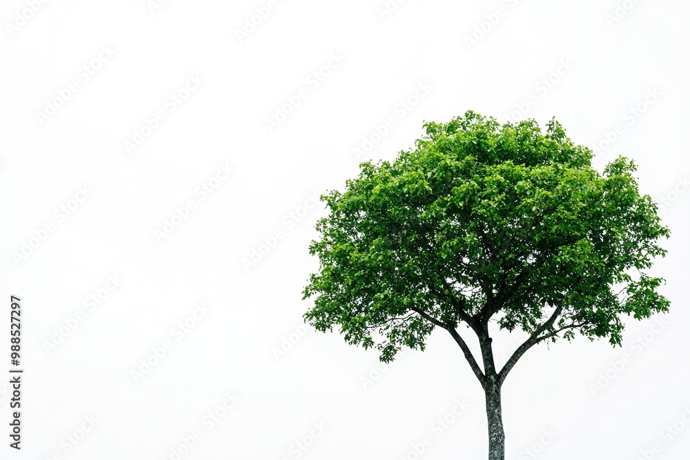 Obraz premium Lone tree with lush canopy on clear background