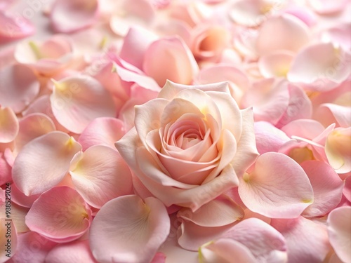 The rose petals, a delicate ballet of pink, dance in softest blush, their ethereal beauty an imperceptible capture photo