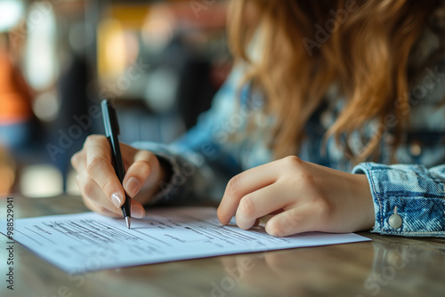 Wallpaper Mural Woman Signing a Document at a Desk Torontodigital.ca