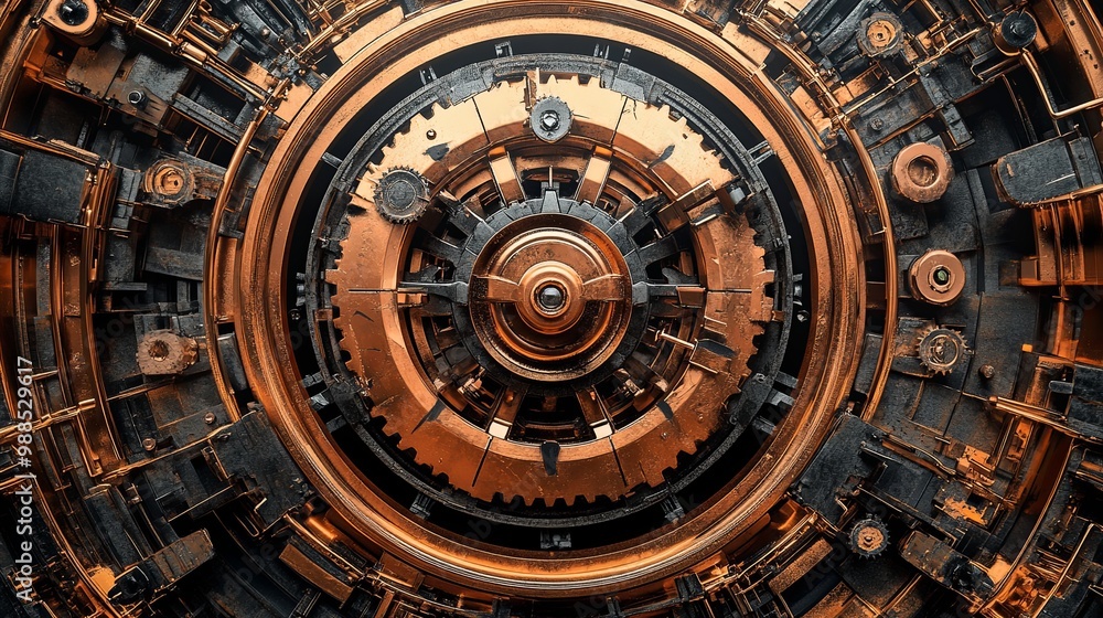 A close-up view of an intricate mechanical structure with gears and components, showcasing industrial design and technology. A close-up view of an intricate mechanical structure with gears and components, showcasing industrial design and technology.