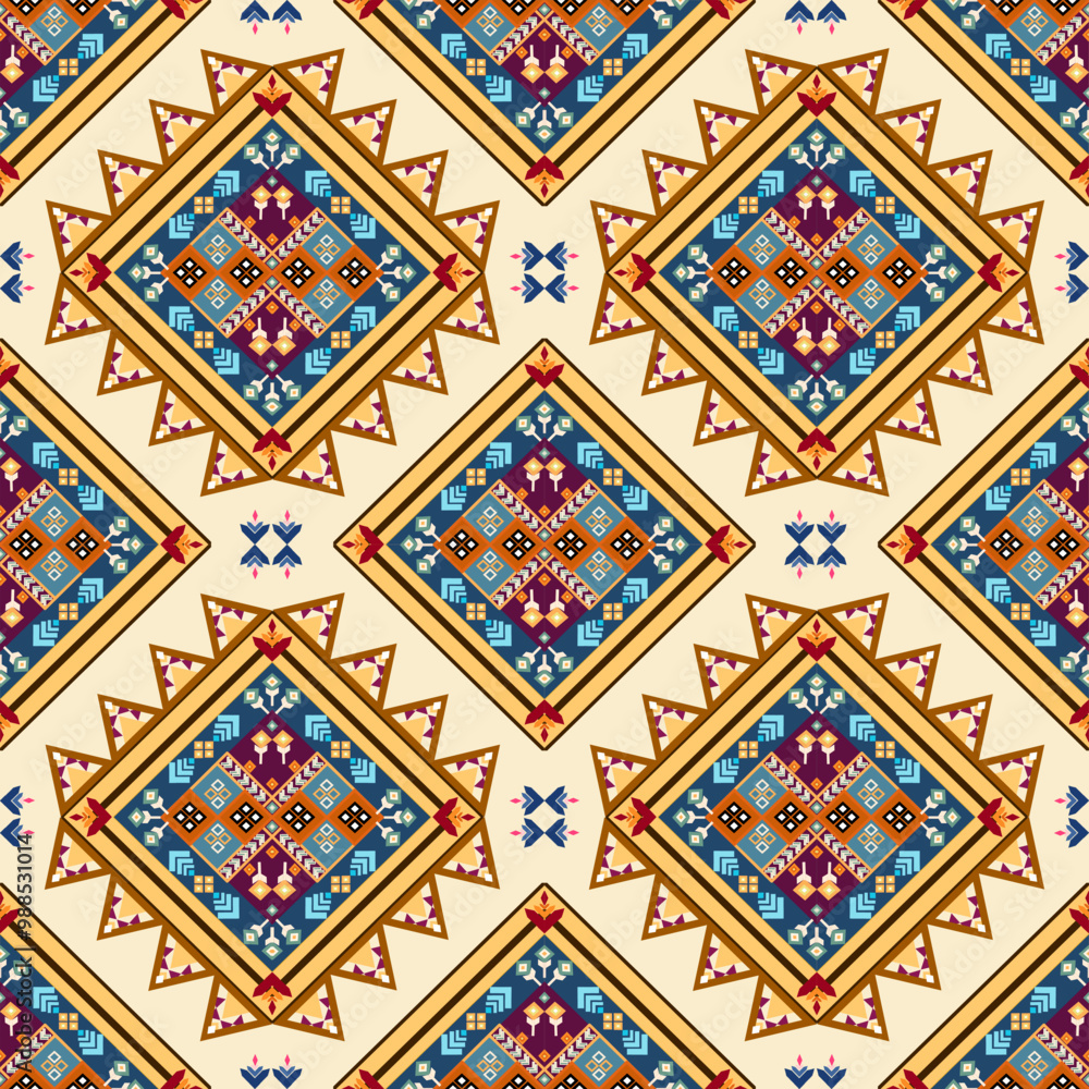 seamless pattern, geometric ethnic pattern,
Native American tribal fabric, tile, carpet, vector,
illustration design, blue, brown, cream seamless pattern, geometric ethnic pattern,
Native American tribal fabric, tile, carpet, vector,
illustration design, blue, brown, cream