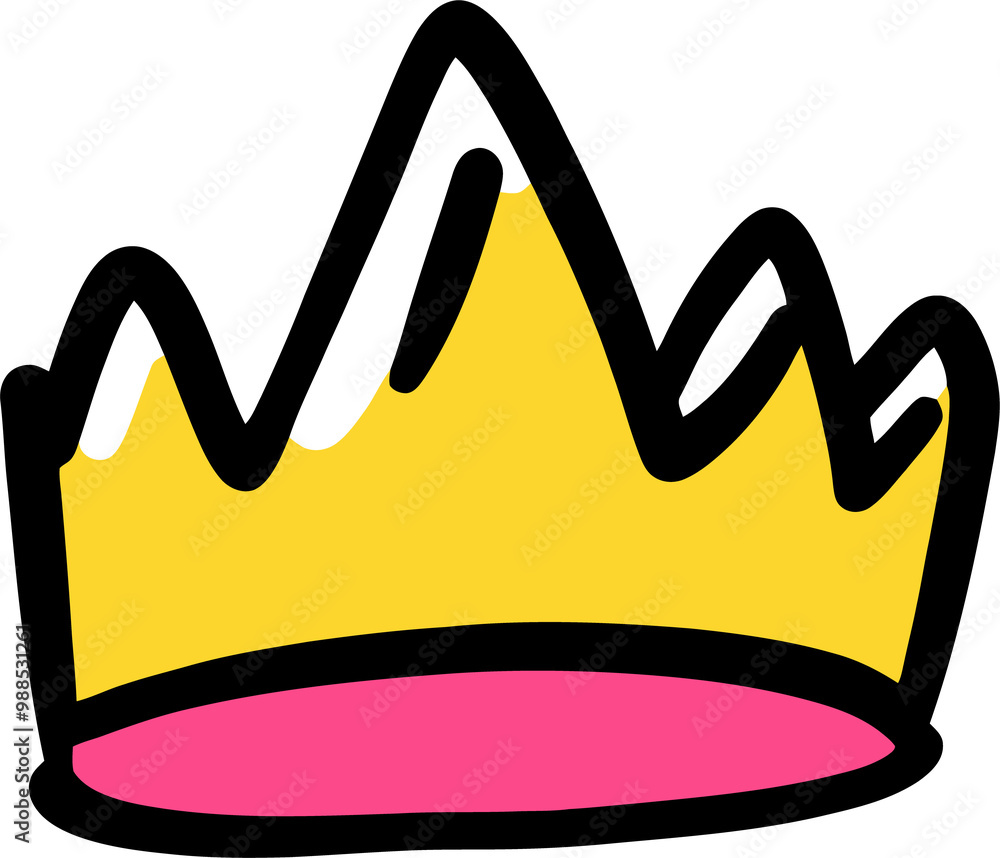 Bright Yellow Crown with Pink Base and Black Background - Royalty and Kids' Accessories Bright Yellow Crown with Pink Base and Black Background - Royalty and Kids' Accessories