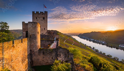 Medieval Castle Ruins Above the Rhine