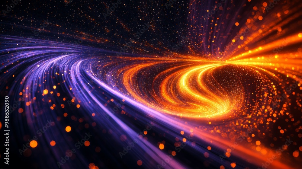 Abstract Cosmic Spiral: Glowing Light Trails in Space Abstract Cosmic Spiral: Glowing Light Trails in Space