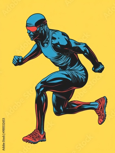 A stylized illustration of a runner in mid stride. photo