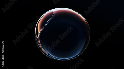Floating Glass Bubble with Light Blue Liquid