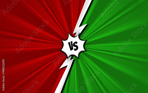 vs comic background red and green design vector illustration