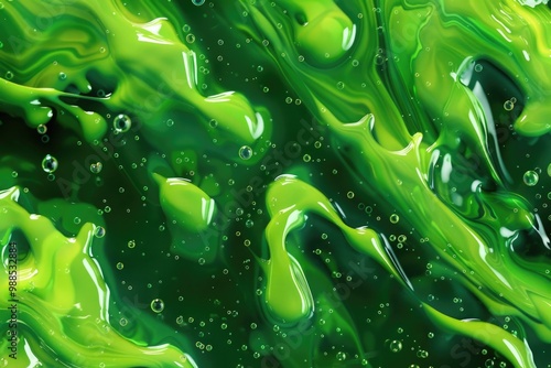 Green Slime Background. Abstract Liquid Slime Effect in Venomous Ripple Motion photo