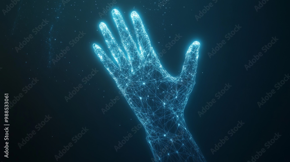 Glowing Hand Abstract Art: A Network of Light and Lines Glowing Hand Abstract Art: A Network of Light and Lines