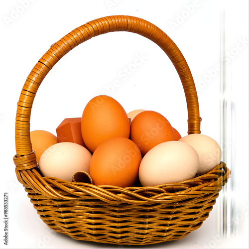 chicken eggs in a basket