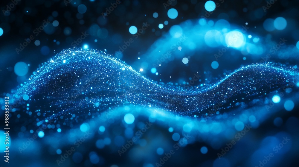 Abstract Blue Particles and Glowing Lights Background Abstract Blue Particles and Glowing Lights Background