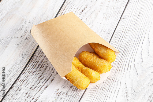 Breaded cheese sticks snack appetizer photo