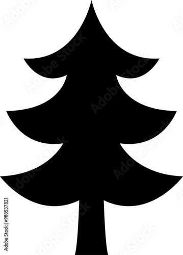 Tree icon, simple silhouettes. Flat trees set, pines, spruces, conifers and deciduous trees. Forest green tree nature plant isolated vector illustration