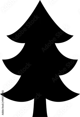 Tree icon, simple silhouettes. Flat trees set, pines, spruces, conifers and deciduous trees. Forest green tree nature plant isolated vector illustration
