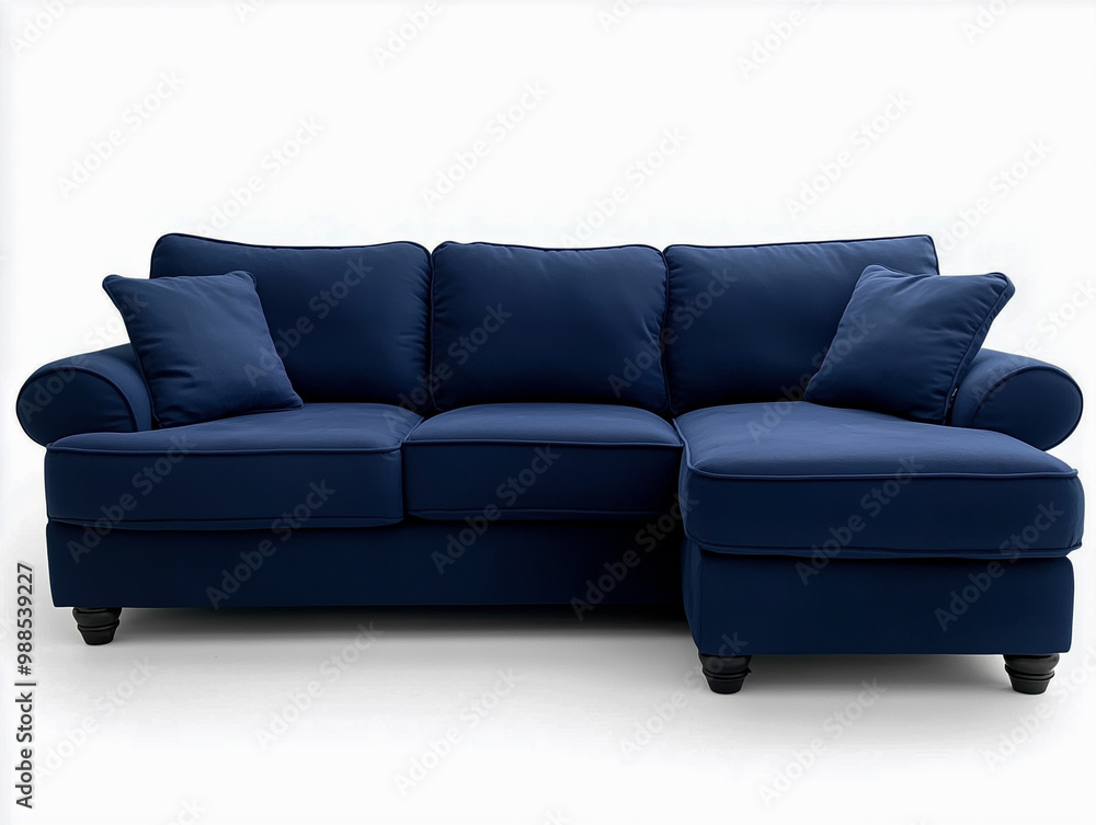 Fototapeta premium Blue couch with ottoman