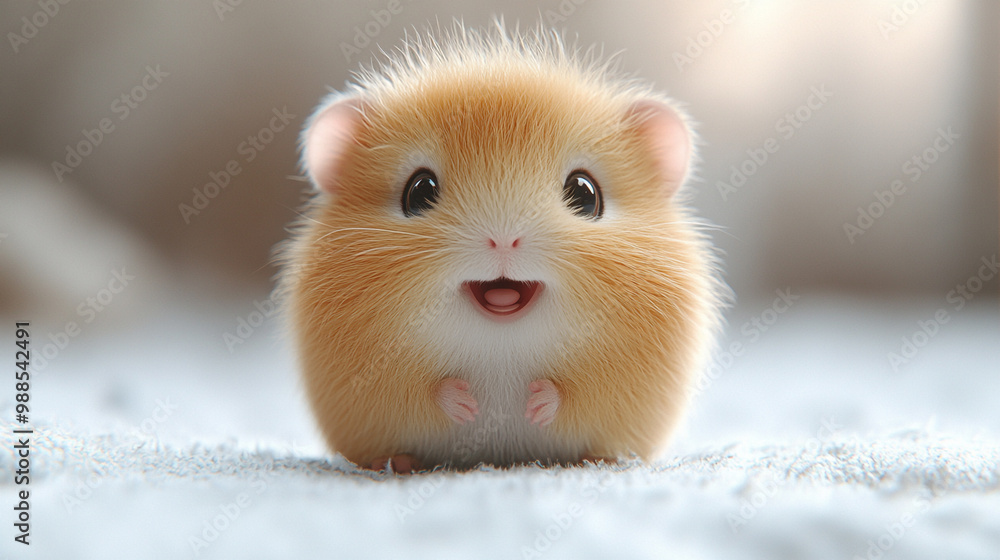 A cute and fluffy hamster with a joyful expression, perfect for pet lovers and animal themes in photography. A cute and fluffy hamster with a joyful expression, perfect for pet lovers and animal themes in photography.