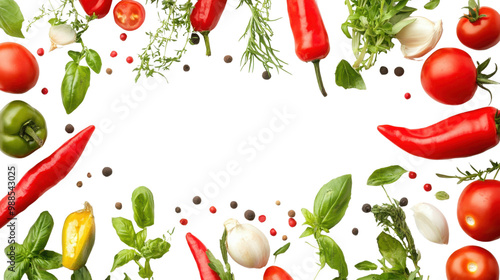 Wallpaper Mural Colorful assortment of fresh vegetables and herbs on a white background. Torontodigital.ca