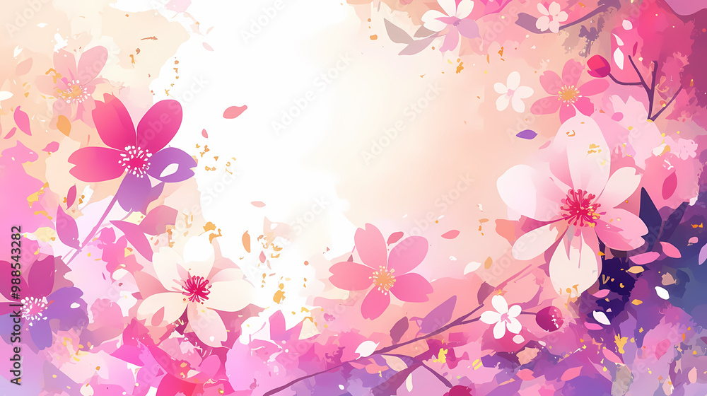 A delicate floral background with pink and white flowers, creating a soft and romantic ambiance. A delicate floral background with pink and white flowers, creating a soft and romantic ambiance.