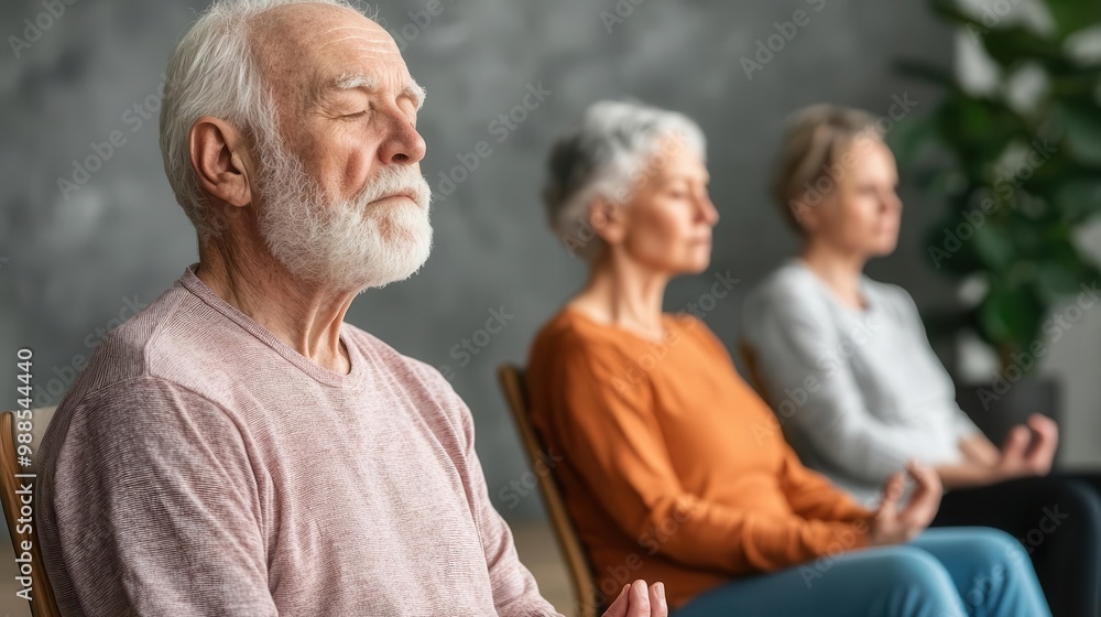 Seniors performing seated ankle stretches during a chair yoga class, in a cozy, welllit room, Elderly group, chair yoga, ankle stretches Seniors performing seated ankle stretches during a chair yoga class, in a cozy, welllit room, Elderly group, chair yoga, ankle stretches