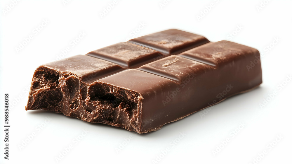 A delicious close-up of a chocolate bar with a bite taken out, revealing its smooth and creamy texture. The rich chocolate is perfectly molded into squares, making it an irresistible sweet treat. A delicious close-up of a chocolate bar with a bite taken out, revealing its smooth and creamy texture. The rich chocolate is perfectly molded into squares, making it an irresistible sweet treat.