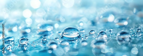 Wallpaper Mural Abstract image of suspended water droplets, perfectly round and clear, in a tranquil blue setting, copy space Torontodigital.ca