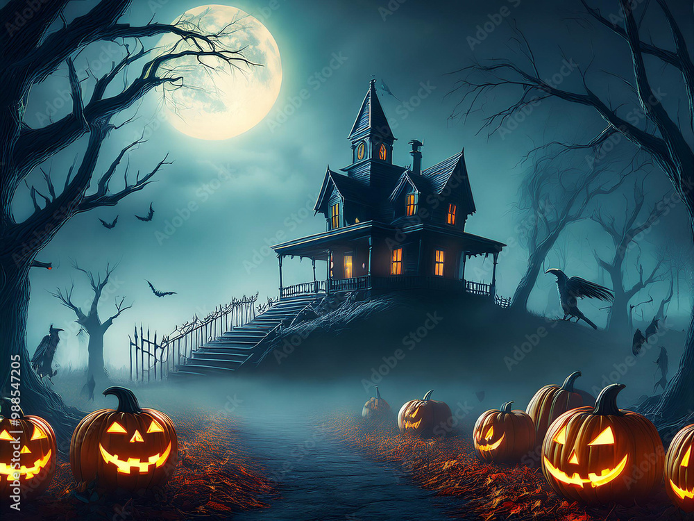 halloween background with house halloween background with house